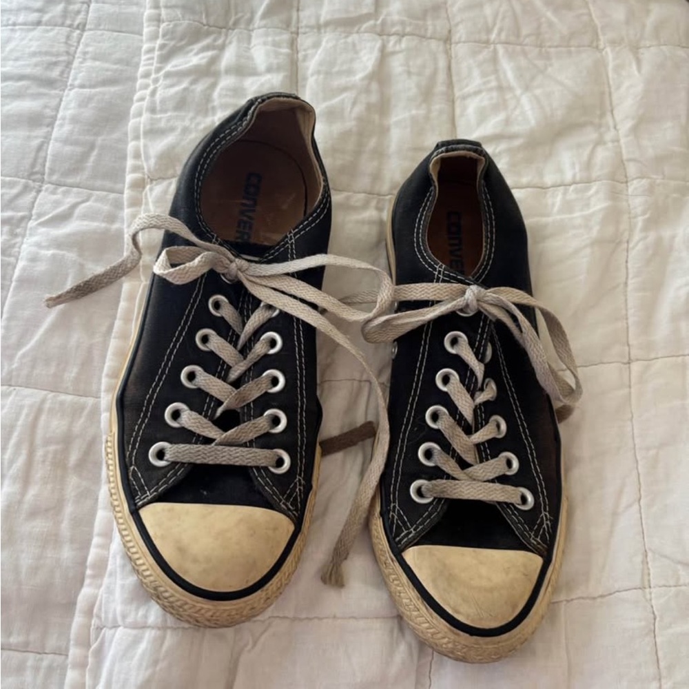 Converse Black Canvas Low-Top Sneakers with White Accents